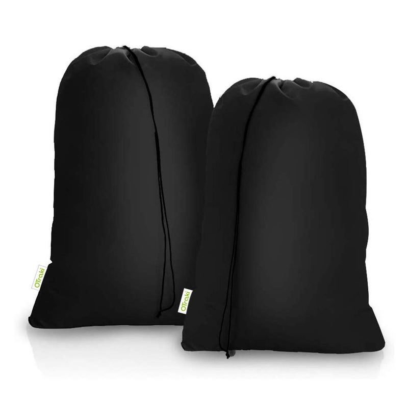 OTraki 2 Pack Heavy Duty Large Laundry Bag 28x45 inch Extra Hamper Bag Dirty Clothes Organizer Drawstring Cloth Laundry Bag for Travel Camp Home College Dorm Black - Image 1